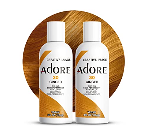 Adore Semi Permanent Hair Color - Long-Lasting Ginger, Vegan & Cruelty-Free - 4 Fl Oz, Pack of 2