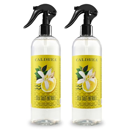 Caldrea Linen & Room Spray - Refreshing Sea Salt Neroli, Plant-Derived Ingredients - 16oz, 2 Pack