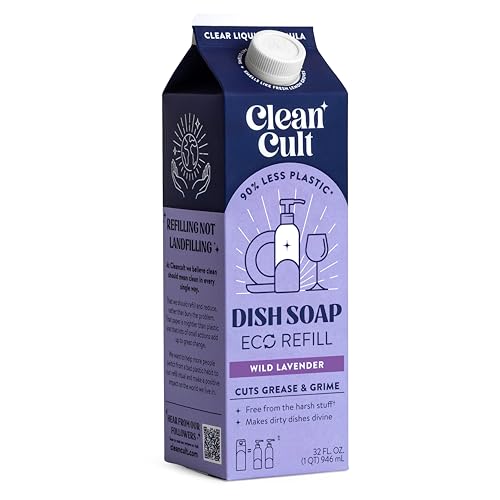 Cleancult Dish Soap - Plant-Based Power, Gentle on Skin, 90% Less Plastic - Wild Lavender, 32oz