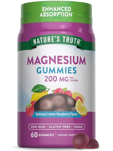 Nature's Truth Magnesium Gummies - 200mg Enhanced Absorption, Vegan, Non-GMO - 60 Count