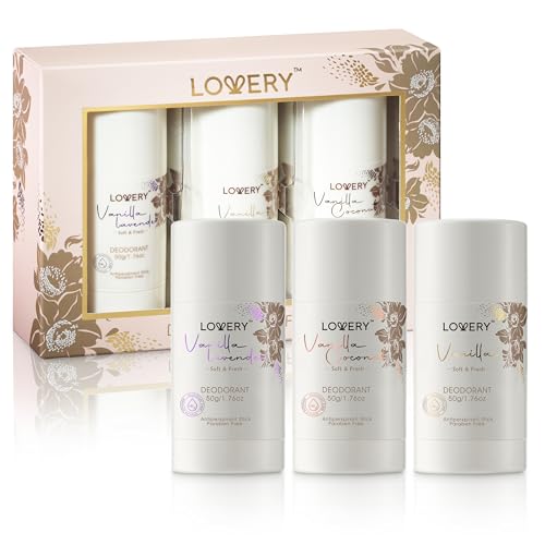 Natural Deodorant Set - 48 Hr Protection, Aluminum & Paraben Free - Vanilla, Lavender, Coconut