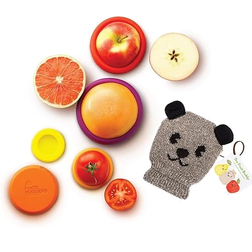 MightyNest Silicone Food Storage Set - Keep Fruits Fresh, Airtight Seal, 5 Pcs + Fruit Buddy