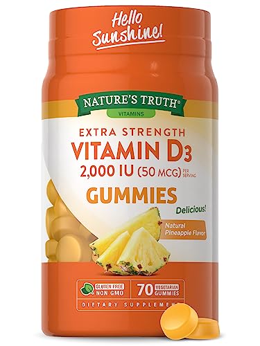 Nature's Truth Vitamin D3 Gummies - 2000 IU Daily Support, Vegetarian & Non-GMO - 70 Count