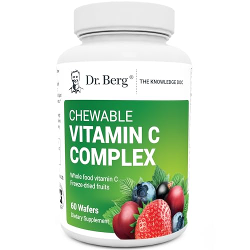 Dr. Berg Chewable Vitamin C Complex - Boosts Immunity, Non-GMO Organic Berry Blend - 60 Wafers