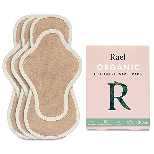 Rael Reusable Menstrual Pads - Organic Cotton, Leak-Proof, Hypoallergenic - 3 Count, Regular