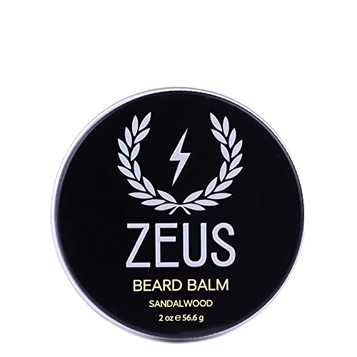 ZEUS Beard Balm - Softens & Moisturizes Facial Hair, Natural Ingredients - Sandalwood, 2 oz.