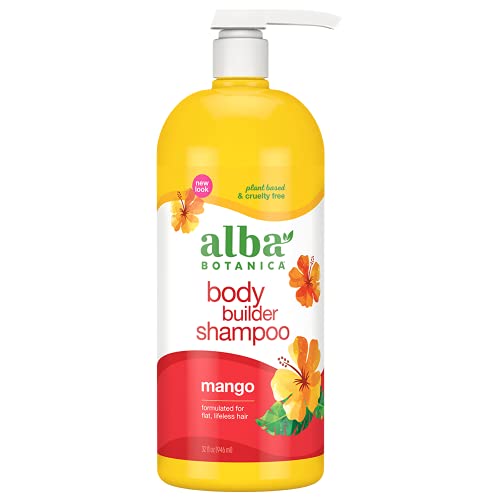 Alba Botanica Body Builder Shampoo - Volumizing, 100% Vegetarian, Mango & Tropical Extracts - 32oz