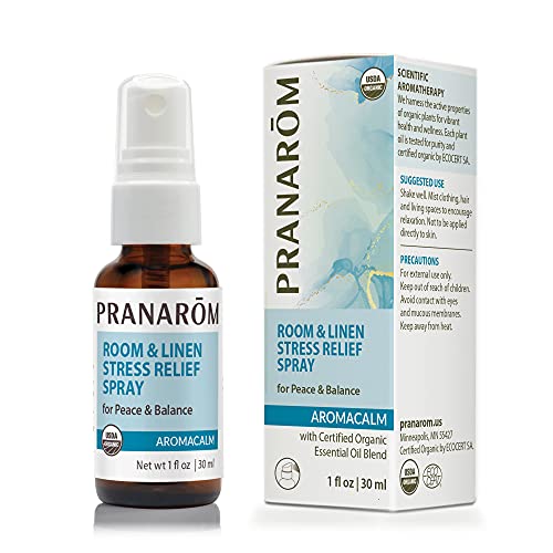 Pranarom Aromacalm Linen Spray - Calming Essential Oils for Relaxation & Air Purification - 1oz