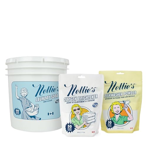 Nellie's Laundry Detergent Bundle - Chemical-Free Cleaning, Hypoallergenic Formula - 400 Loads