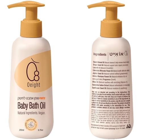 O8 Oeight Baby Bath Oil - Nourishing Dead Sea Minerals, Chamomile Scent - 6.76 fl oz