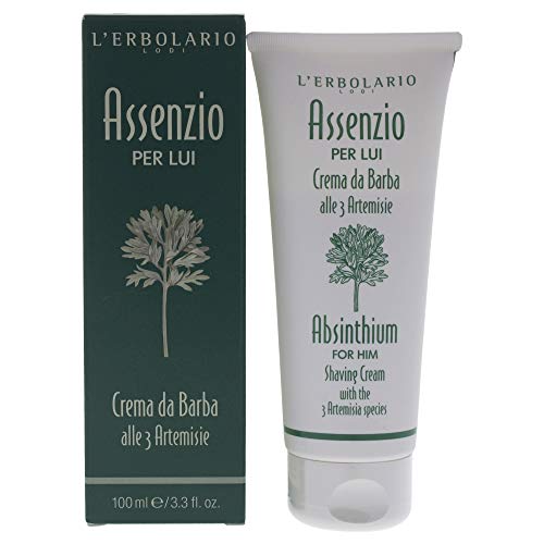 L'Erbolario Absinthium Shaving Cream - Hydrating, Allergy-Minimized, Toning - 3.3oz