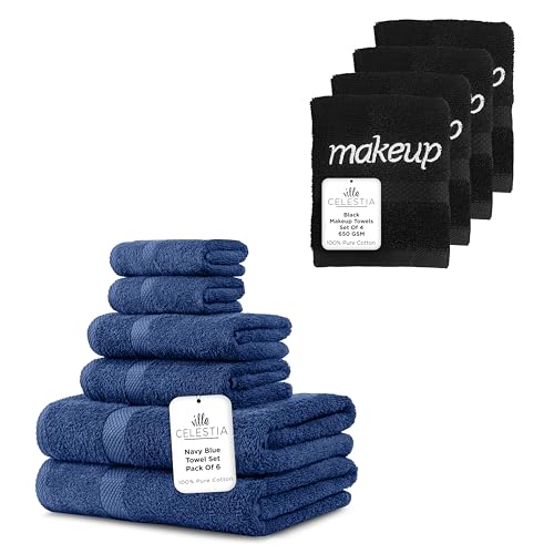 Pure Cotton Towel Set - Ultra Absorbent, Soft & Quick-Dry, 10 Towels for Home & Spa