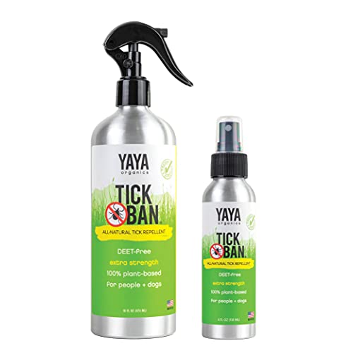 YAYA ORGANICS Tick Ban - Extra Strength All-Natural Tick Repellent with Essential Oils - 4oz/16oz