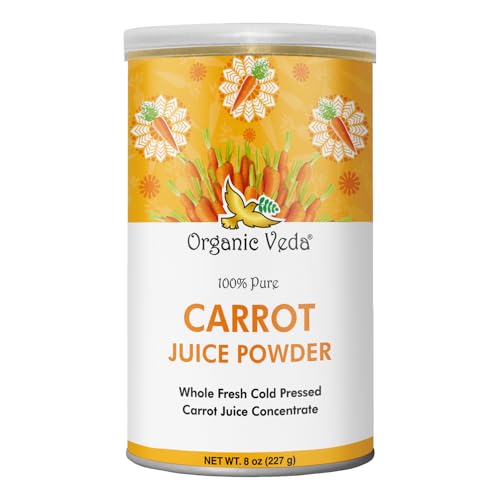 Organic Veda Carrot Juice Powder - Nutrient-Dense Superfood, Vitamin A Source - 8 oz