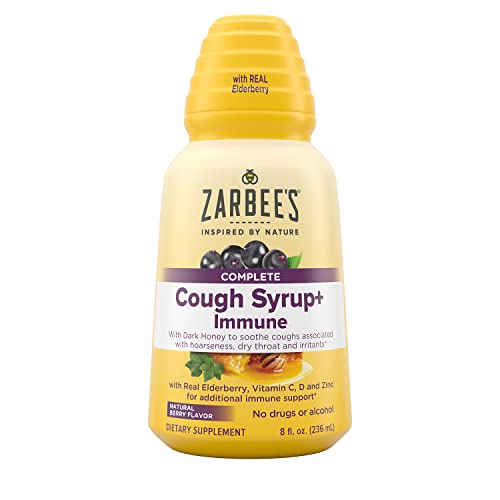 Zarbee's Adult Cough Syrup with Honey & Elderberry - Immune Support, Natural Berry Flavor - 8oz