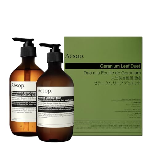 Aesop Geranium Leaf Duet - Cleansing Gel & Nourishing Balm, Vegan - 16.9oz + 16.5oz