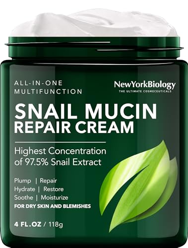 New York Biology Face Moisturizer - 97.5% Snail Mucin for Hydration & Anti-Aging - 4 Fl Oz