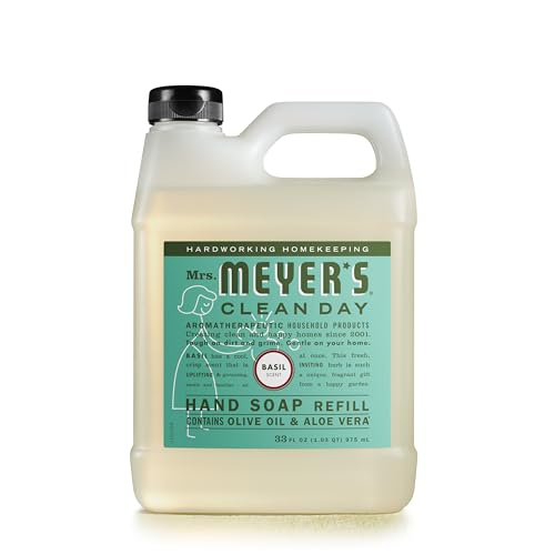 Mrs. Meyer's Hand Soap Refill - Essential Oils, Biodegradable, Basil Scent - 33 fl. oz