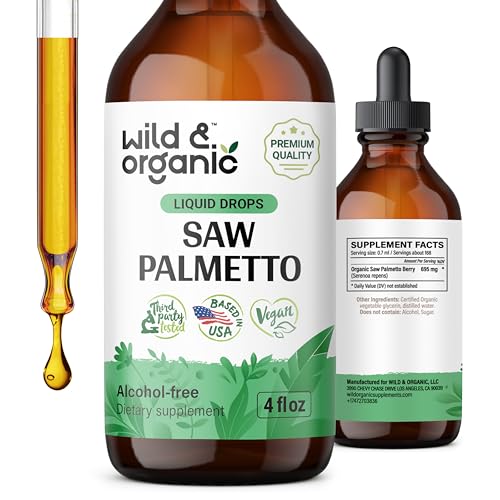 Wild & Organic Saw Palmetto Tincture - Urinary Support, Vegan, Alcohol-Free - 4 fl oz