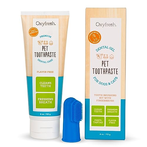 Oxyfresh Dog Toothpaste - Fresh Breath, Cleans Teeth & Gums, Flavor-Free - 4oz with Finger Brush