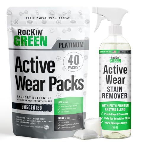 Rockin' Green Laundry Pods - Stain Remover, Plant-Based, Unscented - 40 Mess-Free Pods