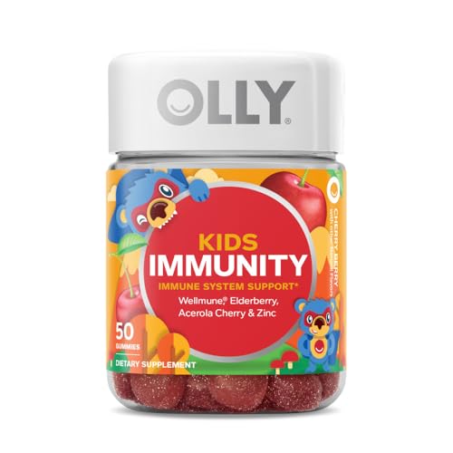 OLLY Kids Immunity Gummy - Supports Immune Health with Elderberry, Vitamin C & Zinc - 50 Count