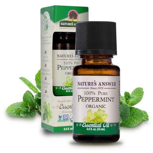 Nature’s Answer Peppermint Essential Oil - 100% Pure, USDA Organic, Non-GMO - 0.5 fl oz