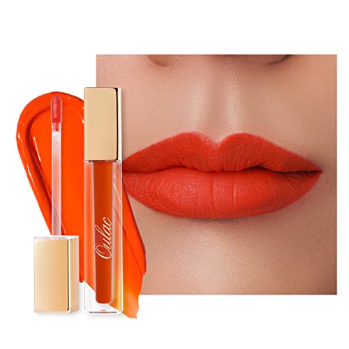 Oulac Matte Liquid Lipstick - Long-Lasting, Rose Oil Infused, Vegan Formula - Orange Red M07