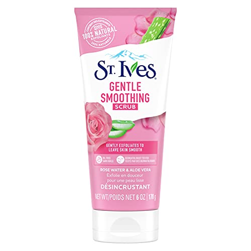 St. Ives Face Scrub - Gentle Exfoliation with Rose Water & Aloe Vera, 100% Natural - 6oz