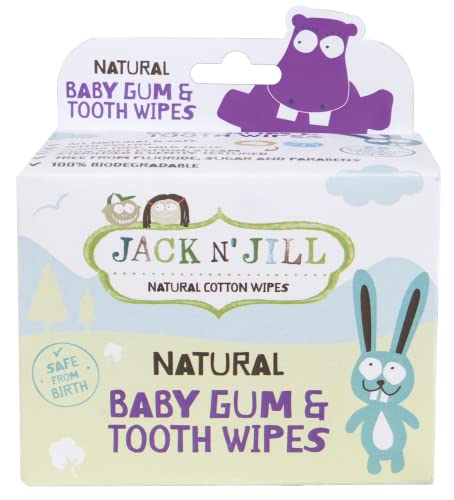 Jack N' Jill Children's Dental Care Wipes - Natural Xylitol, Soft Cotton - 25 Individually Wrapped