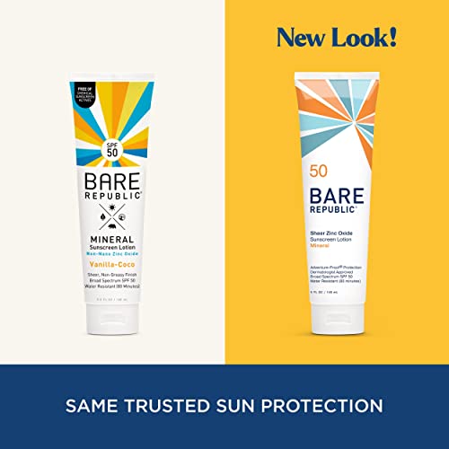 Bare Republic Sport Mineral Sunscreen SPF 50 - Broad Spectrum Protection, Vanilla Coco - 5 Fl Oz