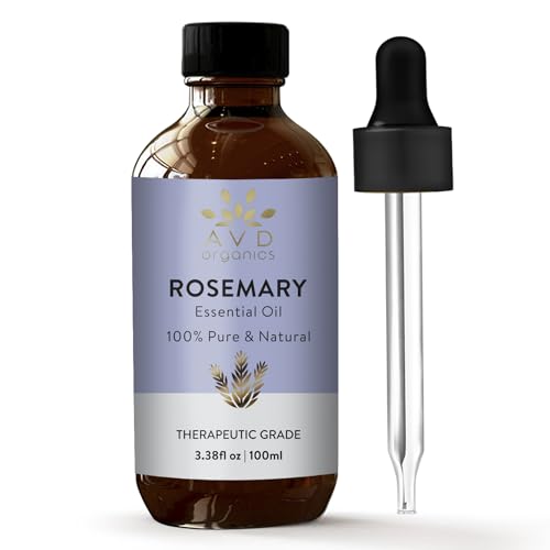 AVD Organics Rosemary Essential Oil - Pure Hair Growth & Relaxation, 100% Natural - 3.38 fl. oz