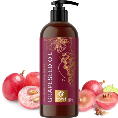 Maple Holistics Grapeseed Body Oil - Hydrating, Antioxidant-Rich, Carrier Oil for DIY - 8oz