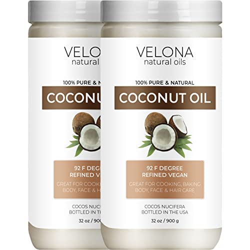 Velona Coconut Oil 92 Degree - Hydrates Skin & Hair, Non-GMO, 100% Pure - 64 fl oz