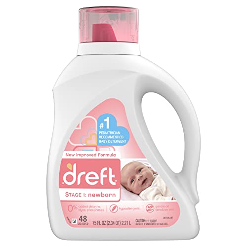 Dreft Newborn Laundry Detergent - Pediatrician Recommended, Hypoallergenic, 75oz for 48 Loads