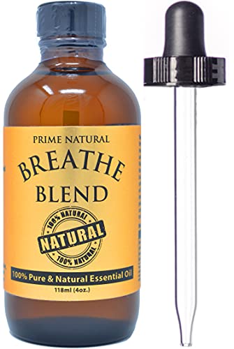 Prime Natural Breathe Essential Oil Blend - Sinus Relief, Pure Therapeutic Grade - 4oz