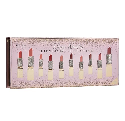 Nicole Miller Lipstick Collection - 100% Vegan, Cruelty-Free, 10 Versatile Shades - Pink Gold Finish