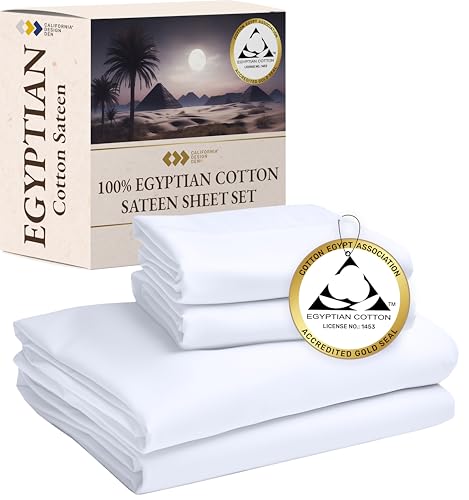 California Design Den 100% Egyptian Cotton King Sheet Set - Luxury Comfort, Deep Pocket, White