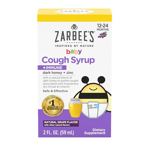 Zarbee's Baby Cough Syrup + Immune Support - Natural Grape Flavor, Pediatrician Approved - 2 Fl Oz