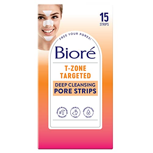 Bioré T-Zone Blackhead Remover Strips - Deep Cleansing, Visible Results, 15 Count