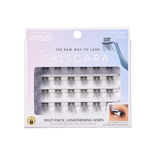 KISS Falscara Multipack False Eyelashes - Lengthening Wisps, Contact Lens Friendly - 24 Assorted