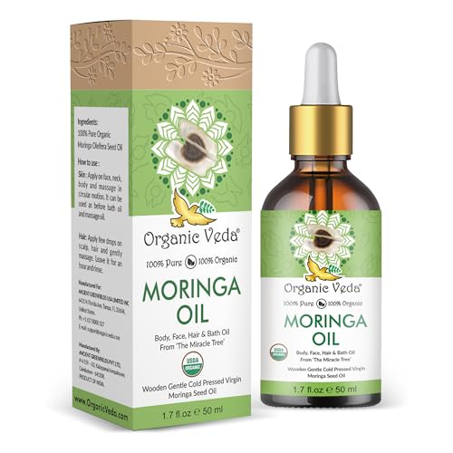 Organic Veda Moringa Oil - Nourishing Moisturizer for Skin & Hair, Cold Pressed - 1.7 fl. oz.