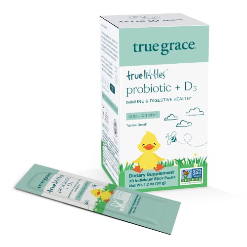 True Grace True Littles Probiotic - Immune & Digestive Support, Vitamin D3 - 30 Stick Packs