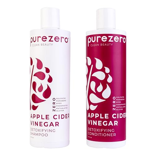 Purezero Apple Cider Vinegar Shampoo & Conditioner Set - Detox & Hydrate, 100% Vegan - 12oz