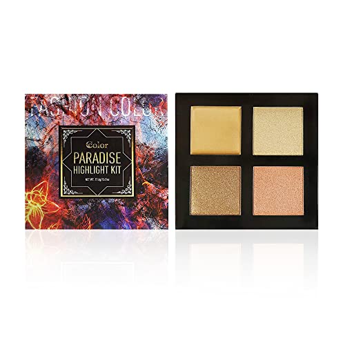 Ccolor Cosmetics Highlighter Palette - Vibrant, Blendable Shimmer, Cruelty & Paraben-free - 4 Shades