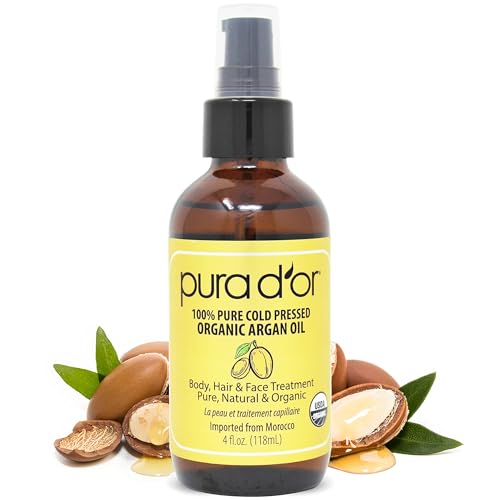 PURA D'OR Body Oil - Nourishing Argan Oil for Skin & Hair, Cold-Pressed, 4 Oz