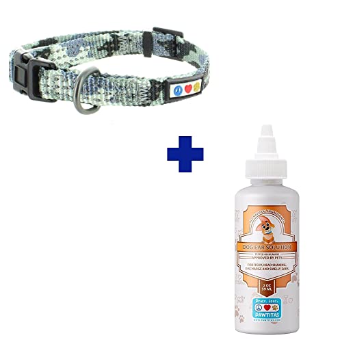 Pawtitas Pet Care Bundle - Reflective Collar for Safety, Natural Ear Cleaner - Extra Small