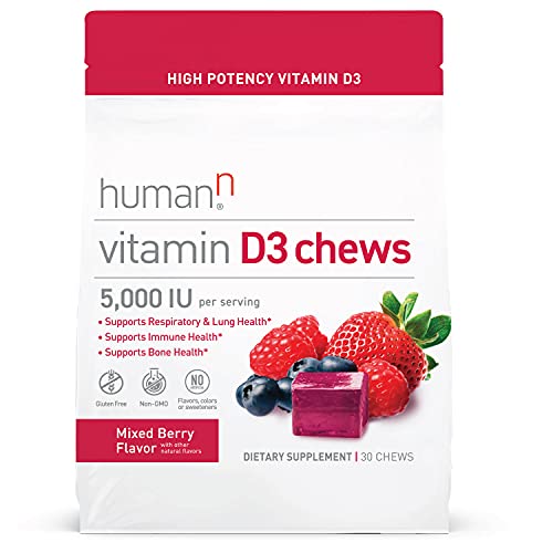 humanN Vitamin D3 Chews - Supports Mood & Immune Health, Berry Flavor - 30 Count, 5000 IU