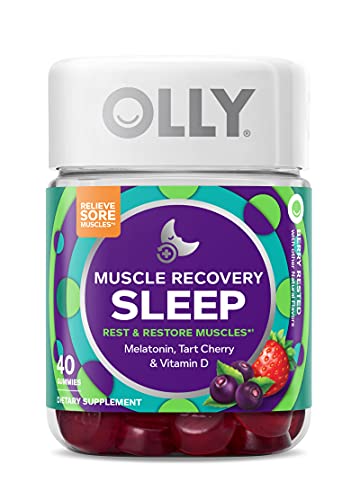 OLLY Muscle Recovery Sleep Gummies - 3mg Melatonin, Tart Cherry & Vitamin D - 40 Count