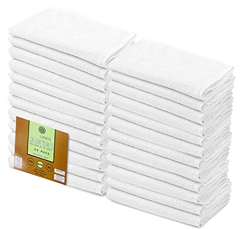 BIOLINEN Cotton Towels Set - Ultra Soft, Highly Absorbent, OEKO-TEX Certified - 15x25, Pack of 24